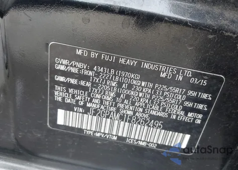 2015 Subaru Xv Crosstrek 2.0I Limited z USA, uszkodzony, nr VIN JF2GPAMC1F8262495